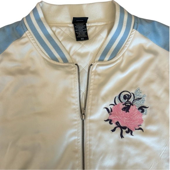 Disney Alice in Wonderland Blue & Ivory Embroidered Satin Varsity Jacket - Picture 5 of 13